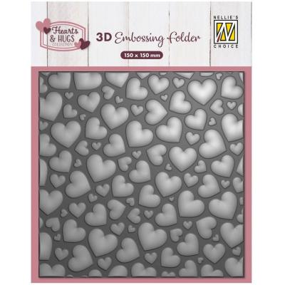 Nellie's Choice 3D Embossing Folder - Pop Up Hearts